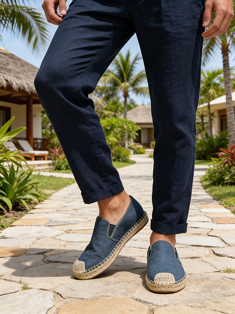 Blauwe instapschoenen voor heren, lichtgewicht en ademend, stijlvol espadrille-design voor buitenresorts, eilandvakanties en ontspannende reizen. 2026 - $46.99 –P2
