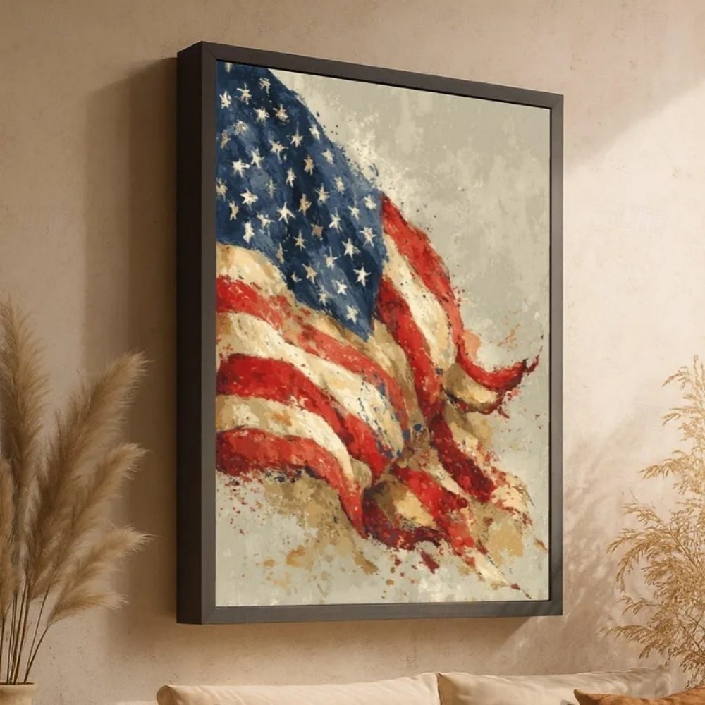 America 250 Years Handmade Oil Painting Canvas Wall Art Decoration American Flag Stars Stripes for Home Decor Rolled Frameless Unstretched Painting 2026 - $195.93 –P2