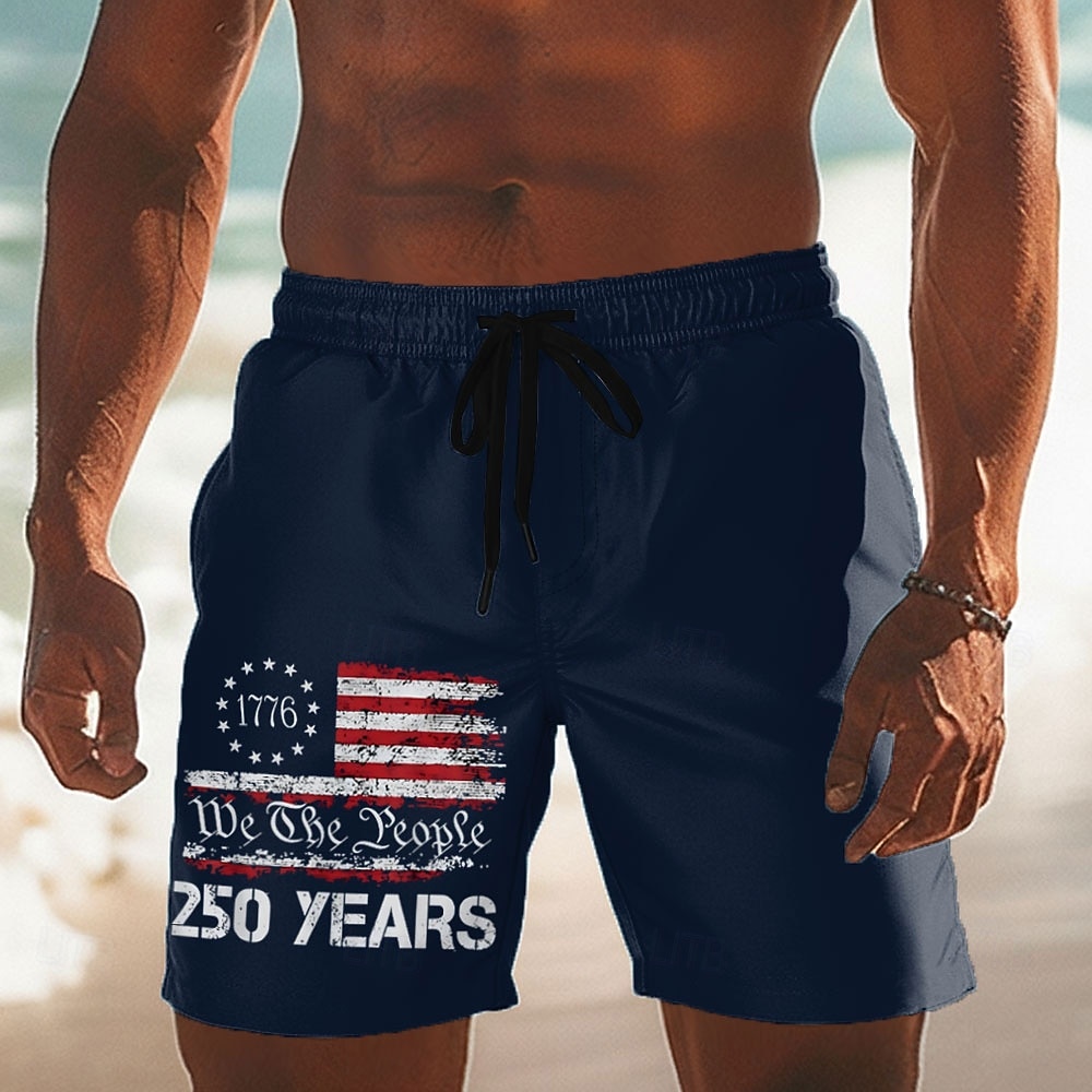 Per uomo 4 luglio, 250° anniversario degli Stati Uniti Bandiera Americana Patriottico Costumi da bagno Pantaloncini da mare Pantaloncini da Surf Misura del girovita medio Casual Ferie Tasche Laterali del 2026 a $20.99 –P2