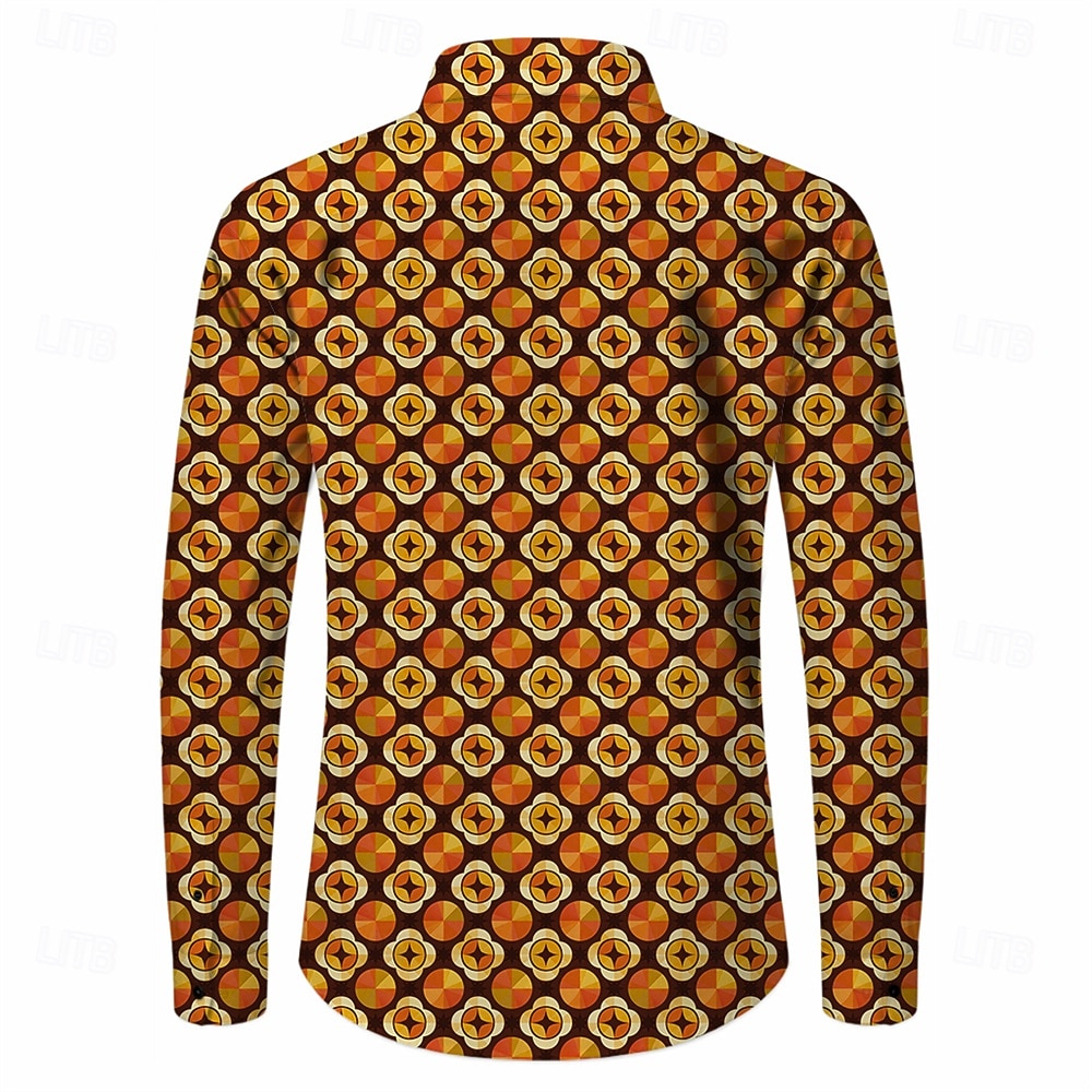 Rétro Vintage Années 1970 Chemise Chemise Aloha Manches longues Hippie Géométrique Déguisement Homme Mascarade Festival de Musique Soirée Tenue quotidienne Adulte Chemise de 2026 ? $23.99 –P2