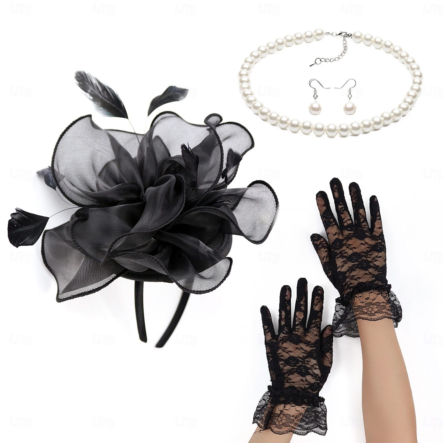 Set Derby Guanti Copricapo Collana con accessori Costume Per donna Mascherata Matrimonio Ascot Festival delle corse di cavalli Adulti Copricapo Guanti Orecchini del 2026 a $32.99 –P1