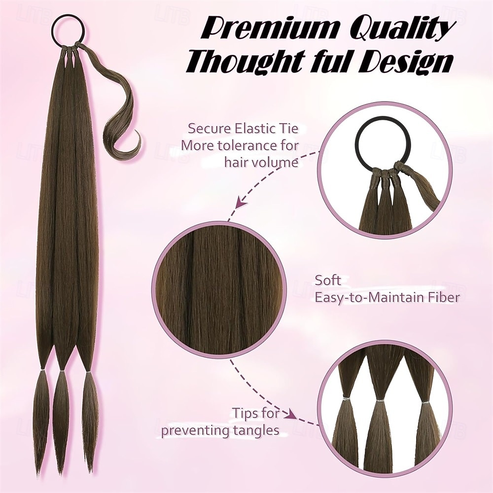 Long Braid Ponytail Extension with Hair Tie DIY Wrap Around Synthetic Hairpiece Natural Soft Fluffy Style for Women s Daily Wear 34 Inches Mixed Brown 2026 - $13.99 –P3