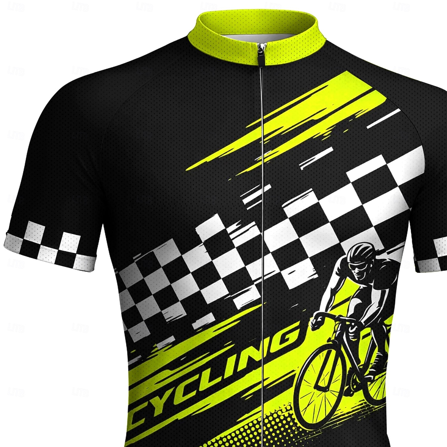 Men Cycling Jersey Downhill Jersey Geometric Checkerboard Short Sleeve Bike Jersey T Shirt with 3 Rear Pockets UV Resistant Fast Dry With Pockets Front Zipper Sports Green Clothing Apparel 2026 - $30.99 –P3