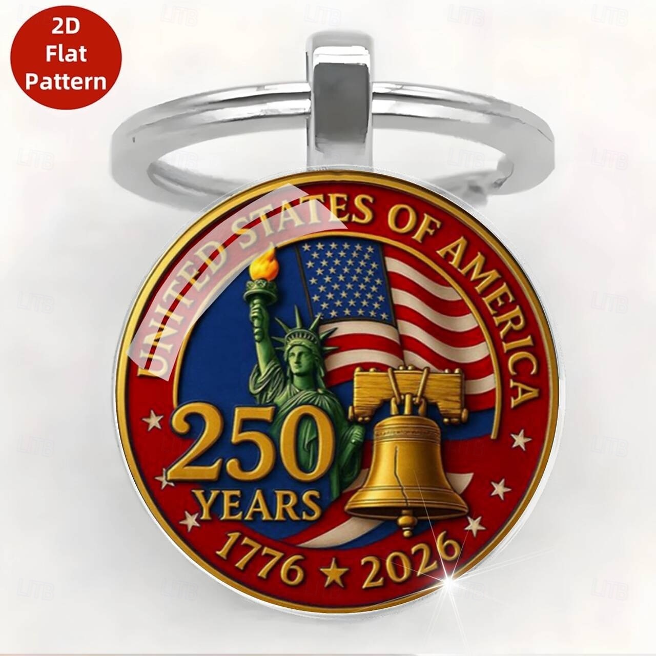 8 delar 250 år av frihet, amerikanskt 250-årsjubileum, nyckelringar i zinklegering &kristallglas, amerikansk historia &patriotiska symboler, amerikansk flagga &Eagle Capitol självständighetsdag 2026 - $13.99 –P5