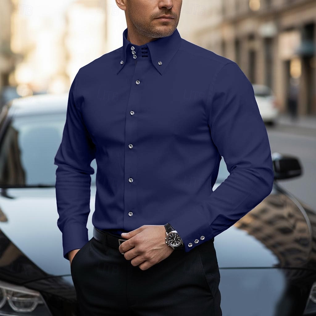Per uomo Camicia Camicia con colletto a punta di lancia Camicia elegante Camicia button-down Semplice Casuale Quotidiano Nero Bianco Rosso Blu marino scuro Manica Lunga Colletto alla francese del 2026 a $31.99 –P9