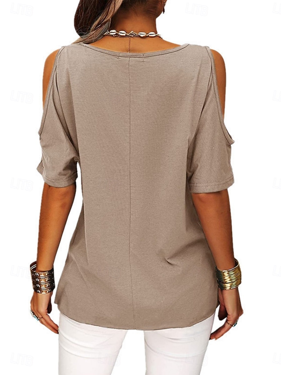 Γυναικεία Μπλουζάκι Μπλουζάκι μπλουζάκι Στεγνό διασταύρωση Σκέτο Μοντέρνα Στυλάτο Κλασσικό Κοντομάνικο Στρογγυλή Ψηλή Λαιμόκοψη Κανονικά μπλουζάκια Καθημερινά Εξόδου Σαββατοκύριακο 2026 - $19.99 –P10