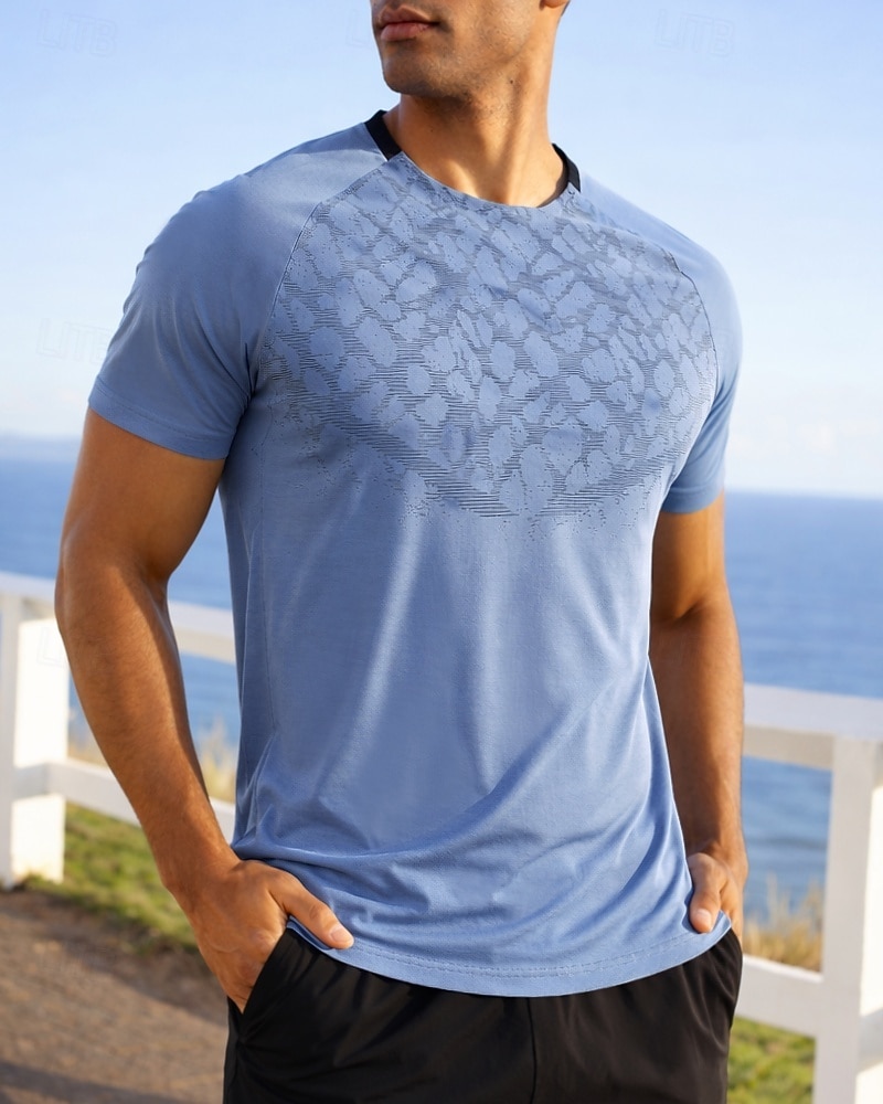 Муж. Графика Футболка для бега Компрессионная футболка Спортивная рубашка Спортивный топ Лето С короткими рукавами Быстровысыхающий Влагоотводящие Дышащий Тренировка в тренажерном зале Прогулки Бег 2026 - $20.99 –P1