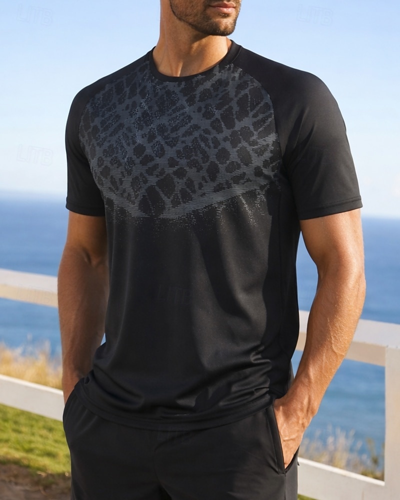 Муж. Графика Футболка для бега Компрессионная футболка Спортивная рубашка Спортивный топ Лето С короткими рукавами Быстровысыхающий Влагоотводящие Дышащий Тренировка в тренажерном зале Прогулки Бег 2026 - $20.99 –P6