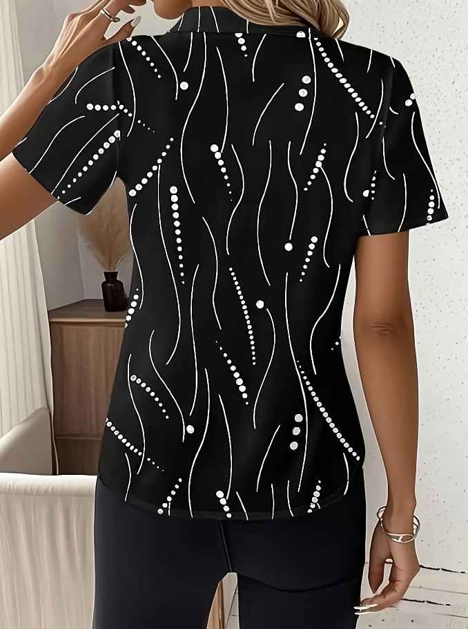 Chemise Femme À Manches Longues Blouse Boutonnée Graphique Géométrique Quotidienne Décontractée Chemisier À Manches Courtes Col Regular Tops Quotidien Blanc Été Printemps de 2026 ? $29.89 –P4
