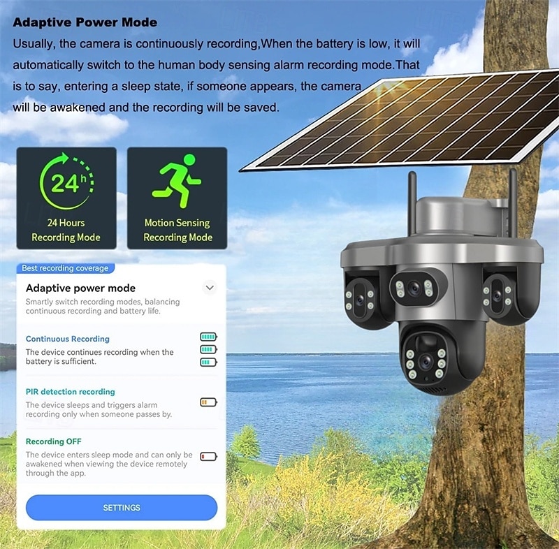 8K Solar-Powered Surveillance Camera Full HD Triple Lens Color Night Vision Human Detection Two-Way Audio IP66 Waterproof Rating 2026 - $185.99 –P1
