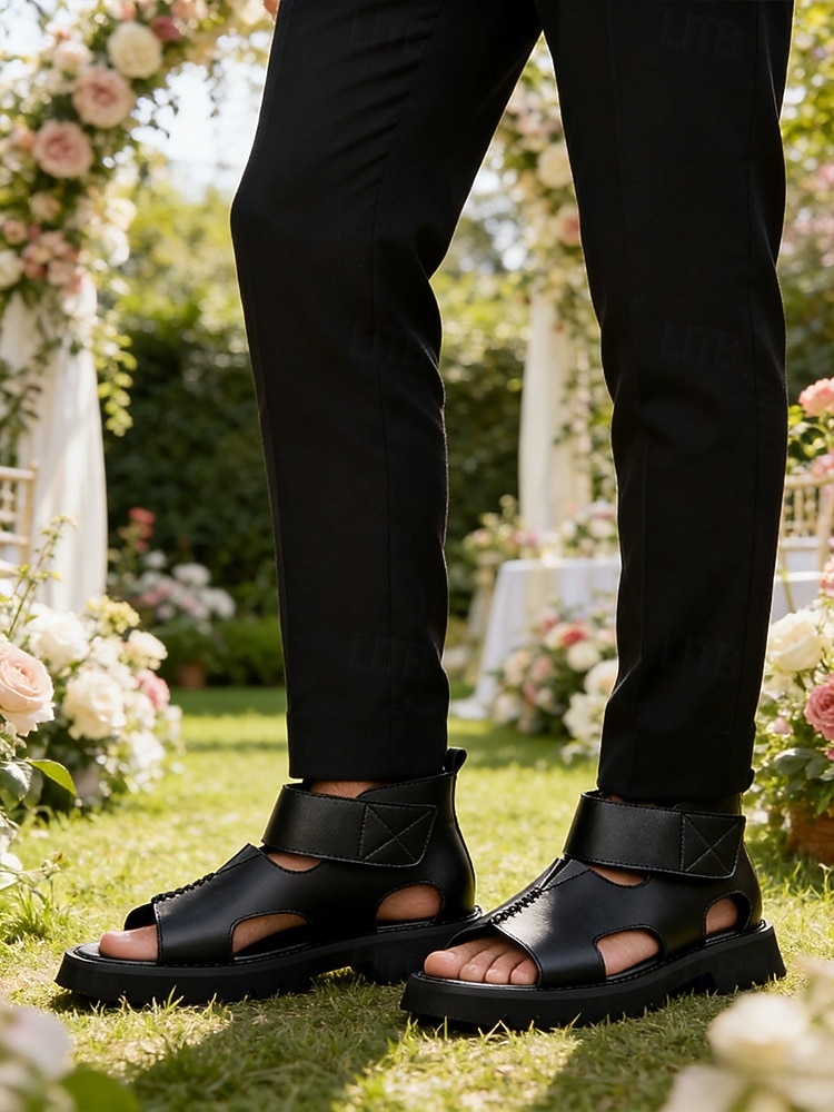 Eleganta bröllopssandaler i konstläder för män, bekväma och snygga formella skor för bröllop, perfekta för sommarfester 2026 - $69.99 –P3