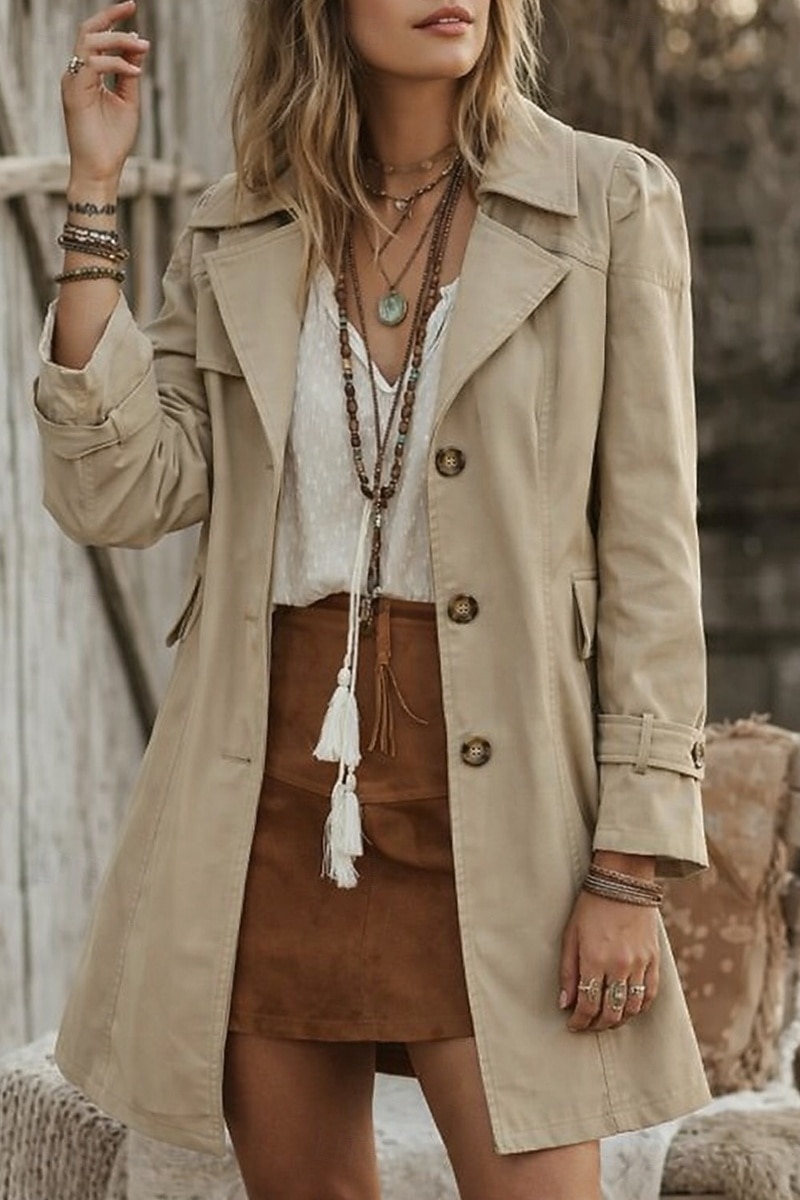 Per donna Giacca Casual Trench Confortevole Traspirante Tasca Bottoni Elegante Moda Casual Semplice Casuale Vacanza Streetwear Abbigliamento quotidiano Monopetto Regolare Collo ripiegato Vestibilit del 2026 a $41.99 –P1