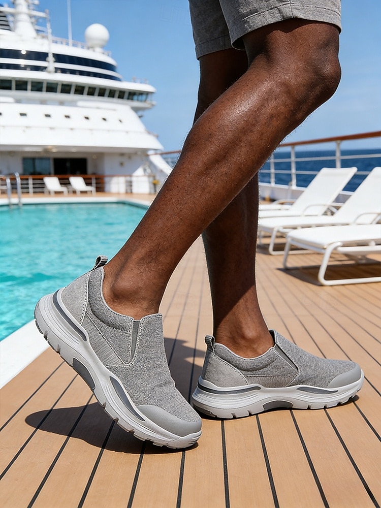 scarpe slip-on grigie da uomo, design leggero con tomaia morbida, suola ammortizzata, comfort elegante per l'uso sull'isola e in crociera, attività all'aperto del 2026 a $46.99 –P2