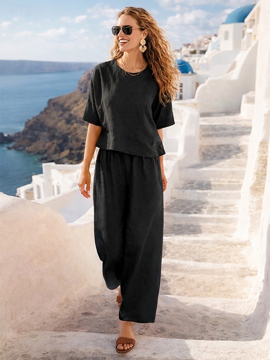 Damen Onesie Sets Sexy Lässig Komfort Einfarbig Täglich Heim Rot orange Marineblau Schwarz Weiß Dunkelgrün Frühling Herbst 2026 - $32.99 –P10