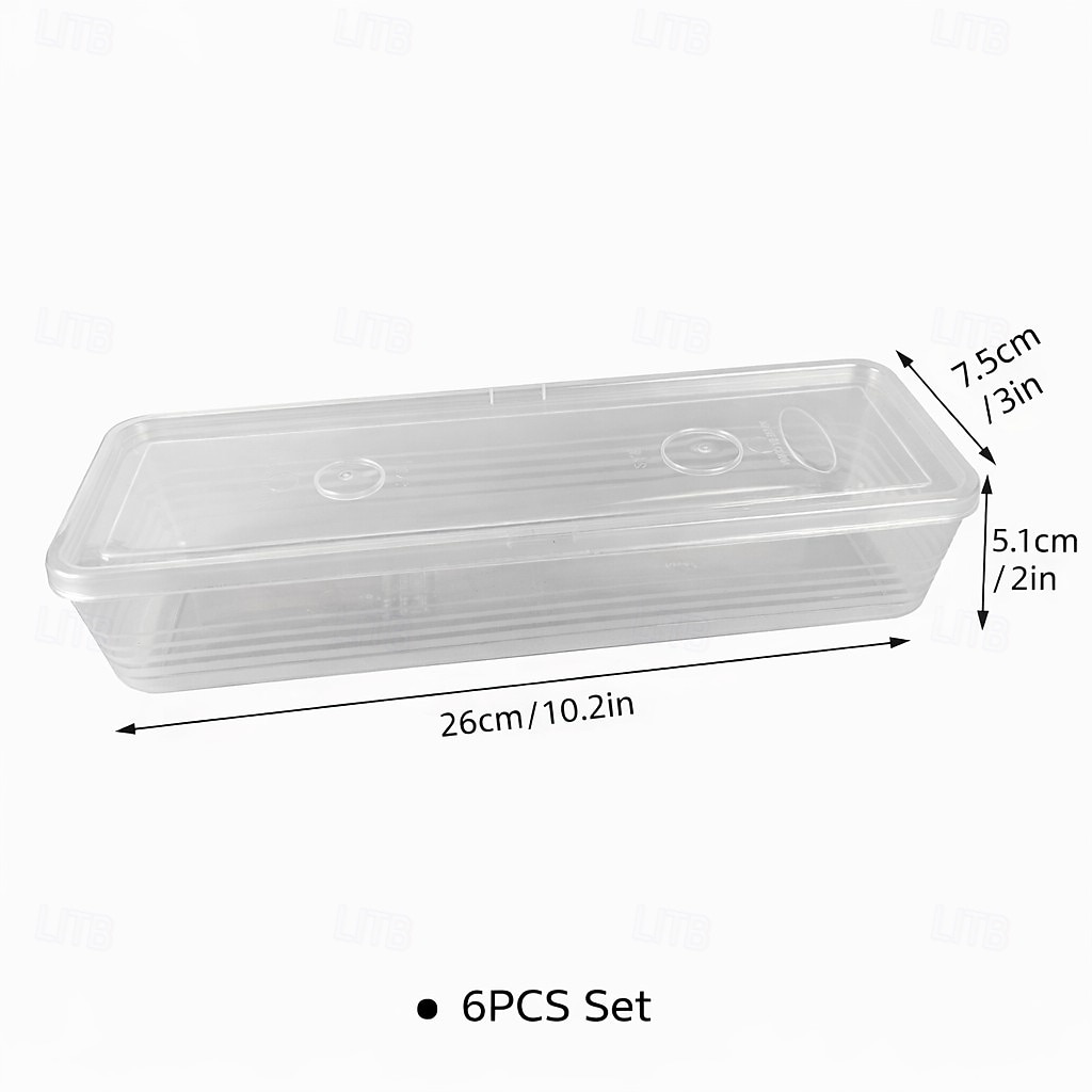 2026年 蓋付き積み重ね可能な冷蔵庫オーガナイザーコンテナ6個パック &取り外し可能な排水トレイ、肉、魚、野菜、麺類、ネギなどの長い食品保存ボックス &ハーブ  コレクション – $4.99 –P4