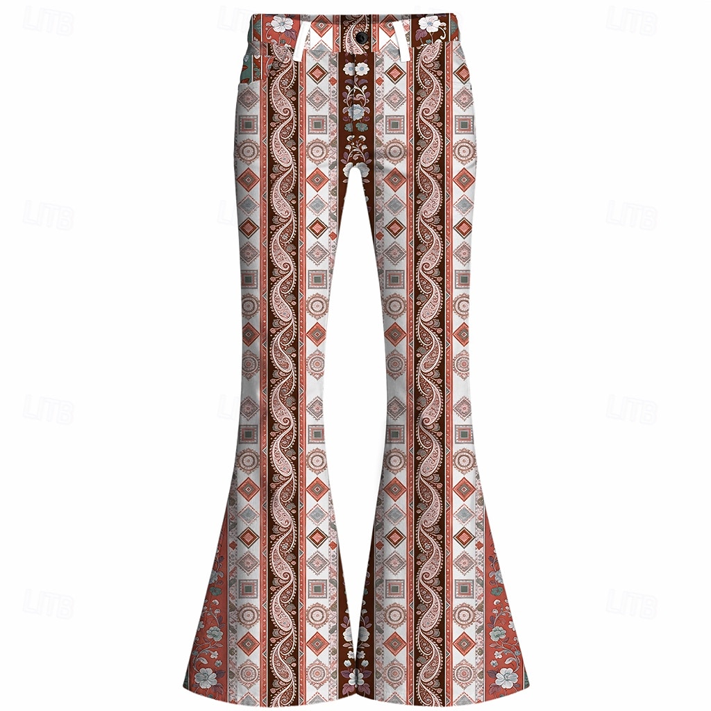 Retro Antiguo Boho Años 70 Pantalones Los pantalones de campana Hippie Disco Alta cintura Étnico Disfraz Hombre Víspera de Todos los Santos Carnaval Festival de Música Fiesta temática retro Adulto 2026 - $35.99 –P7