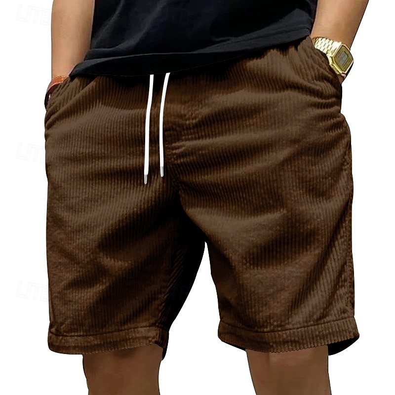 Herren Shorts Freizeitshorts Cordshorts Tasche Elastischer Bund Rein Einfach Vertikale Streifen Komfort Atmungsaktiv Über dem Knie Lässig Outdoor Strand Urlaub Mode Schwarz Weiß Mikroelastisch 2026 - $18.99 –P6