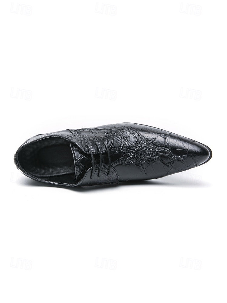 Pantofi eleganți bărbătești din piele ecologică maro cu model de crocodil, pantofi de mireasă premium pentru miri și invitați preocupați de modă 2026 - $54.99 –P11