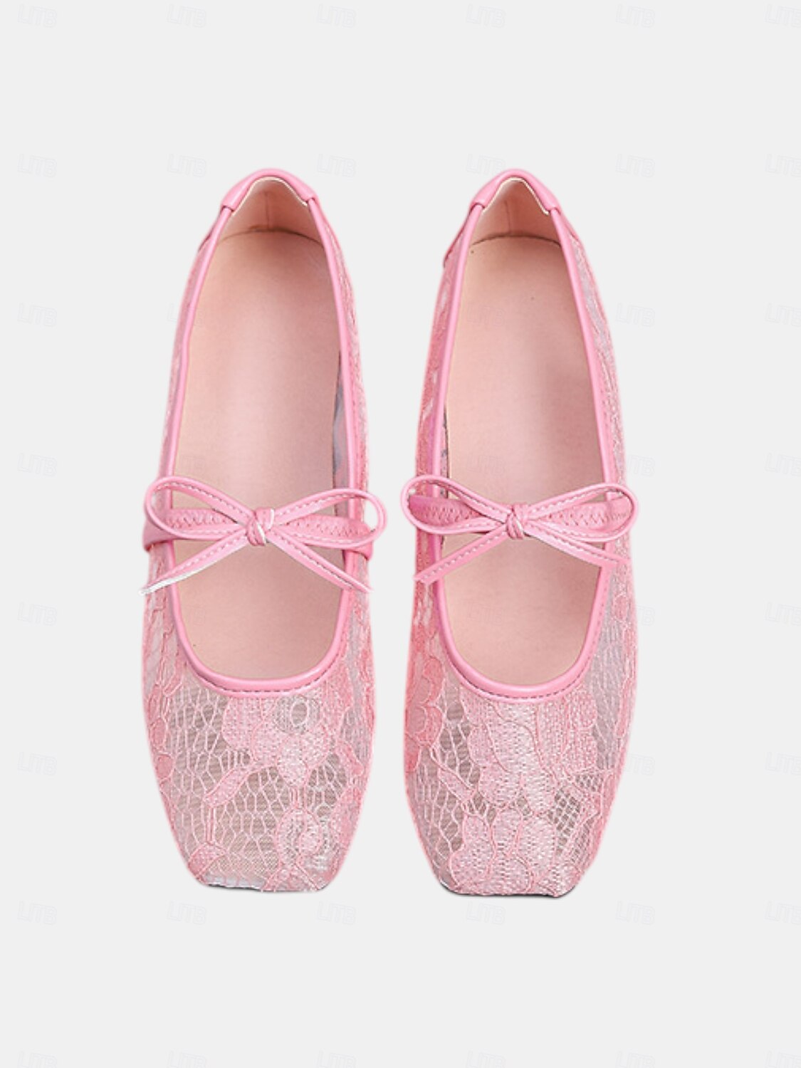 Women's Blush Pink Lace Ballet Flats, Bow-Tie Comfortable Dress Shoes, Elegant Bridesmaid Flats for Garden Weddings 2026 - $34.99 –P6