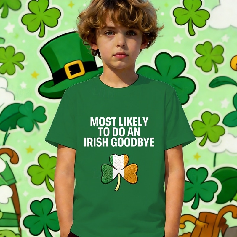 St. Patrick St. Paddy's Day Boys' 3D Graphic Letter T shirt Tee Short Sleeve 3D Print Summer Spring Sports Fashion Streetwear Kids 4-12 Years Crew Neck Casual Daily Outdoor Regular Fit 2026 - $14.49 –P1