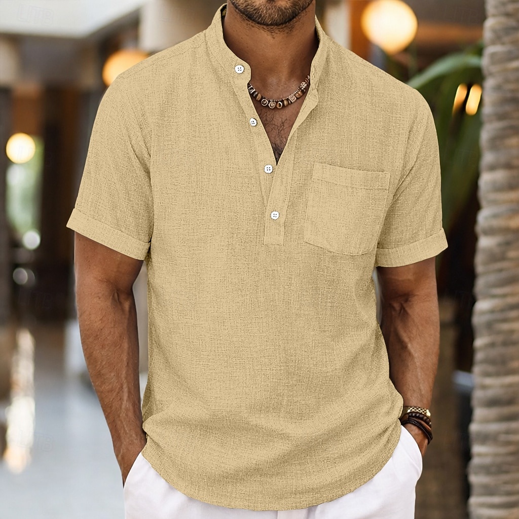 Ανδρικά Πουκάμισο Πουκάμισο λινό Πουκάμισο Popover Καλοκαιρινό πουκάμισο Πουκάμισο παραλίας Σκέτο Causal Καθημερινά Μαύρο Λευκό Ουρανί Γκρίζο Κοντομάνικο Όρθιος Γιακάς Καλοκαίρι Ανοιξη καλοκαίρι Ρούχα 2026 - $21.99 –P8