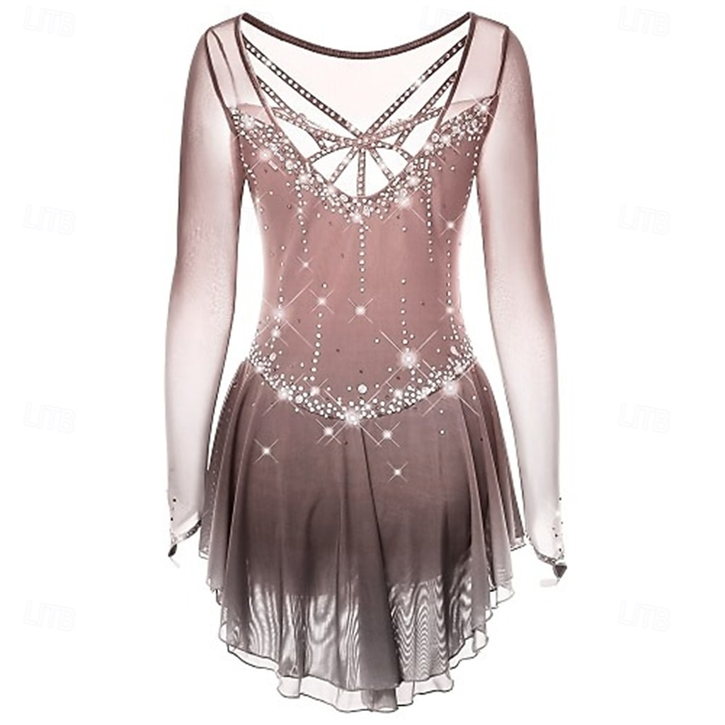 Vestido de patinaje artístico Chica Patinaje Sobre Hielo Vestidos Negro Blanco Amarillo Retazos Costura asimétrica Elástico Entrenamiento Competición Ropa de Patinaje Clásico Cristal / Strass Manga 2026 - $241.49 –P3