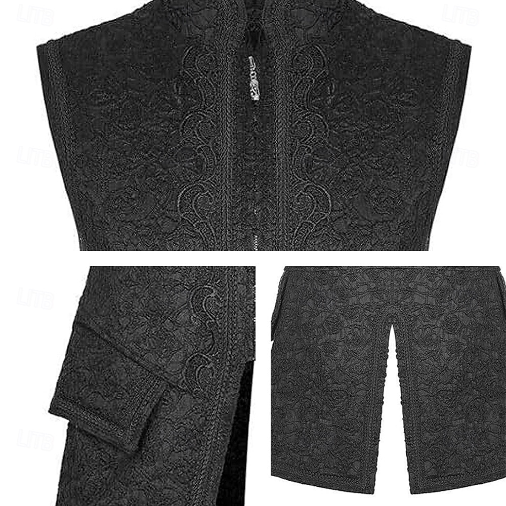 Gothic Victorian Medieval Vest Sleeveless Prince Vampire Gentleman Zip-Up Fancy Dress Men's Halloween Carnival Masquerade Renaissance Fair LARP Retro Theme Party Adults' Vest 2026 - $57.99 –P4