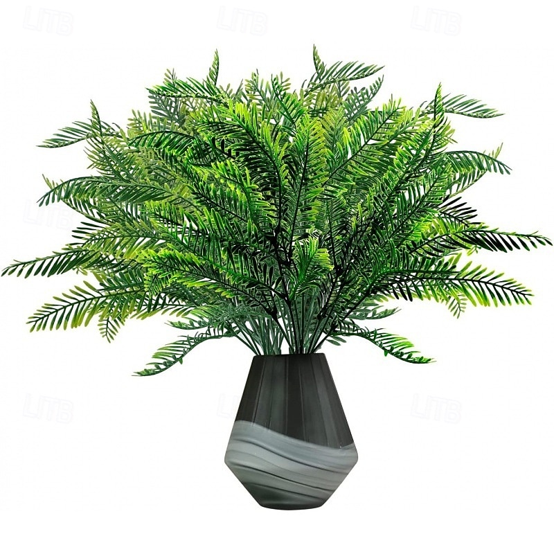 2026年 人工シダの緑の束8個、人工ボストンシダの葉の茂み、花瓶アレンジメント用の7枝の人工植物、リビングルームバルコニーの森のスタイルの装飾  コレクション – $21.99 –P3