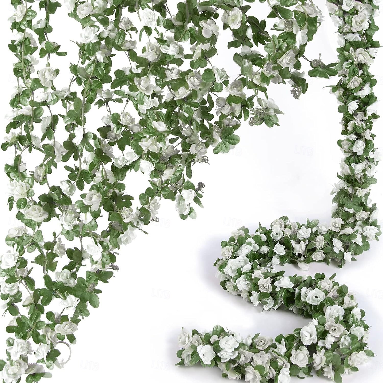 8 stuks x 2,5 meter bloemenslinger van kunstmatige rozen met groene bladeren, hangende neprozenslinger voor kamer, feest, huis, bruiloft, verjaardag, kerst, muur, boogdecoratie, lente roze bloemen 2026 - $29.99 –P13