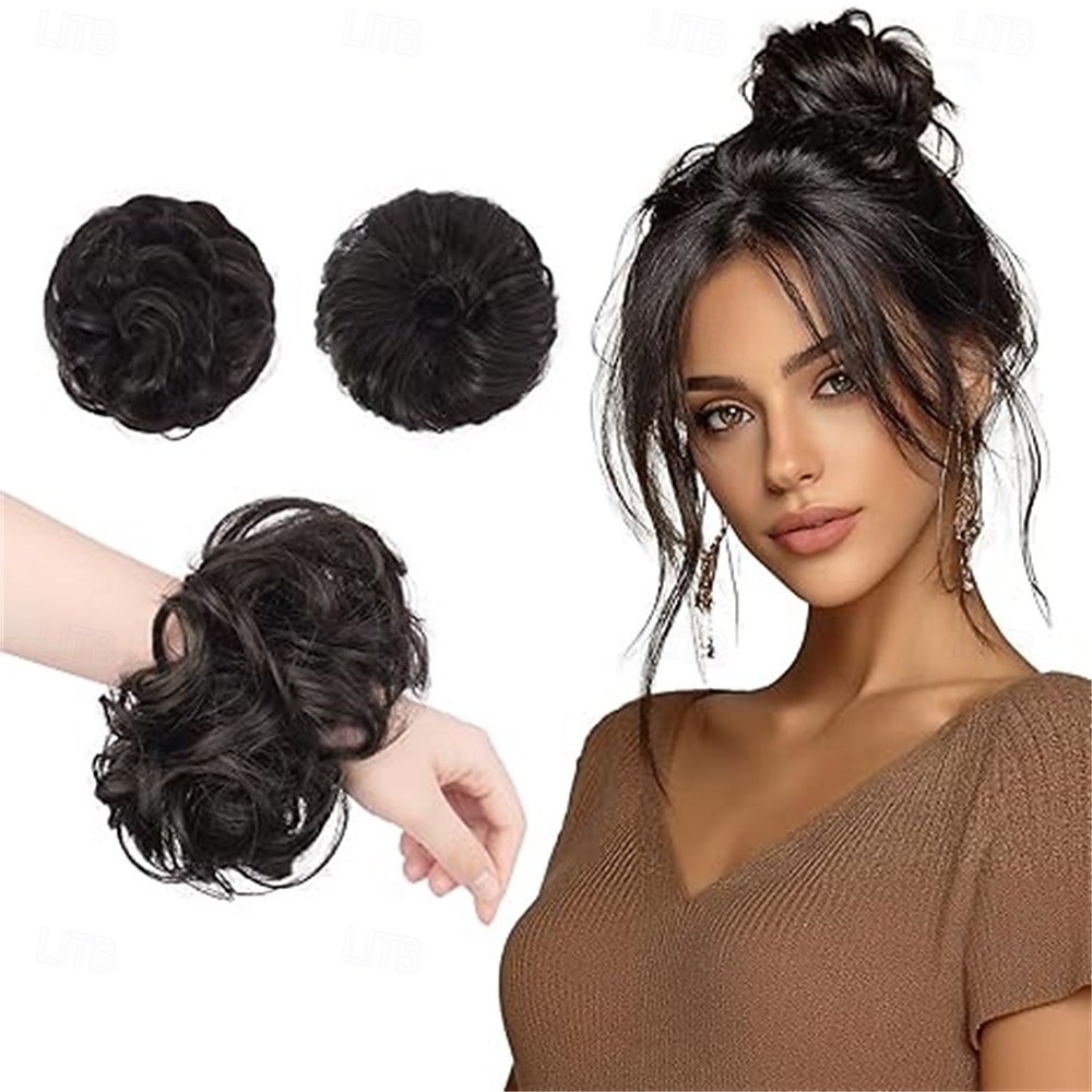 2PCs Small Messy Bun Hair Piece for Thin Hair Women Girl Mini Synthetic Elastic Wavy Space-bun Scrunchies Updo Hairpi 2026 - $12.99 –P7
