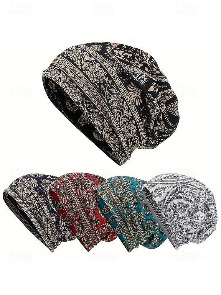 Dámská bohémská čepice s paisley vzorem, měkká polyesterová vícebarevná pokrývka hlavy a nákrčník, lehký doplněk ve vintage stylu pro ženy, ideální pro každodenní nošení, dovolenou a cestování 2026 - $11.99 –P7