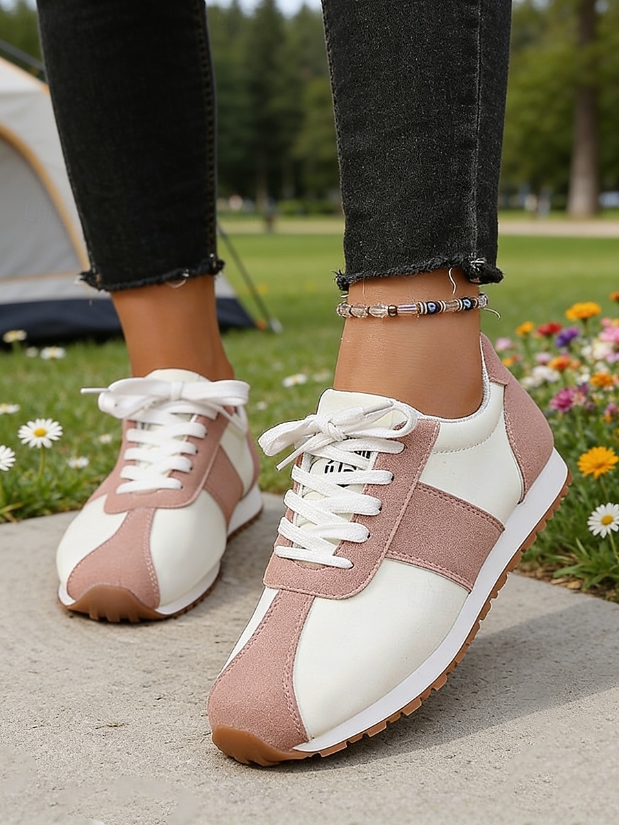 scarpe da ginnastica leggere alla moda da donna - scarpe basse chic con contrasto rosa per donna, ideali per viaggi estivi, passeggiate e outfit casual del 2026 a $26.99 –P4