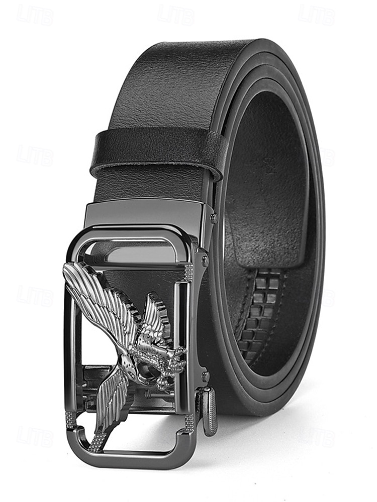 Echtleder-Herrengürtel mit Adler-Automatikschnalle – luxuriöser Rindsledergürtel für Business, Hochzeiten und formelle Alltagskleidung – stilvoller Ratschengürtel in verschiedenen Farben und Ausführungen 2026 - $18.99 –P4