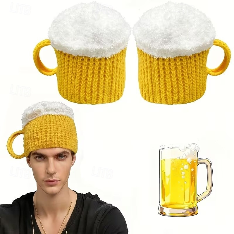 Beer-Shaped Party Hats with Beer Bubble Fun Novelty Knitted Beer Design Hats for Oktoberfest Costume Parties Beer Tasting Funny Gift for Men & Women Beer Lovers 2026 - $9.99 –P1