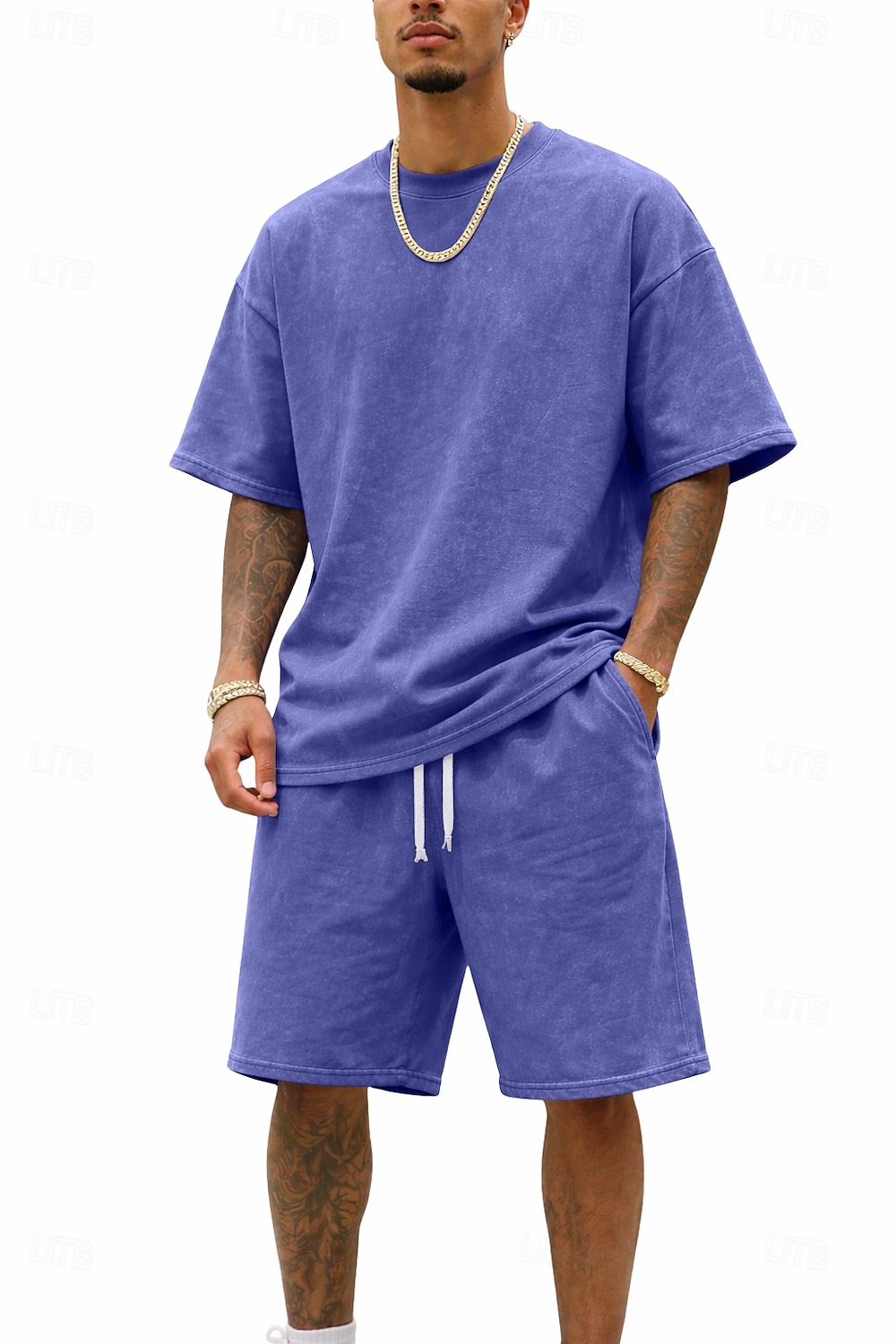Men T-shirt Suits Tracksuit Shorts and T Shirt Set Short Sleeve Crew Neck Summer Color Block Gymnatics Casual 2 Piece Distressed Casual Vacation Daily Wear Army Green Black Gray Top Tee for Men 2026 - $35.99 –P2