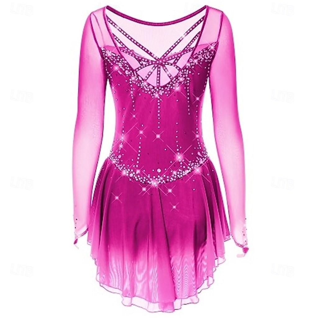 Vestido de patinaje artístico Chica Patinaje Sobre Hielo Vestidos Negro Blanco Amarillo Retazos Costura asimétrica Elástico Entrenamiento Competición Ropa de Patinaje Clásico Cristal / Strass Manga 2026 - $241.49 –P13