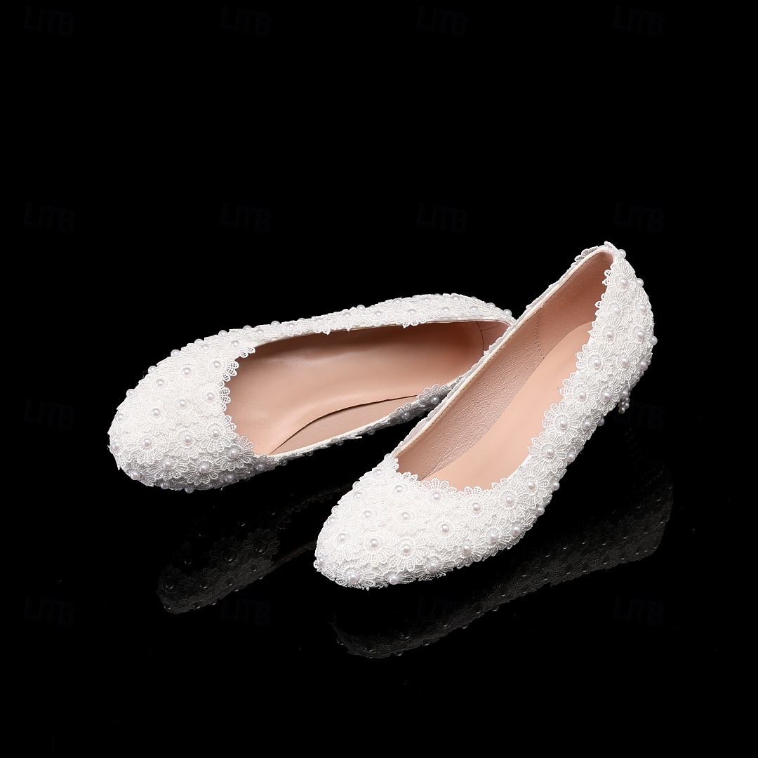 Zapatos de tacón bajo con cuentas de marfil para mujer, elegantes zapatos de novia para bodas en la ciudad. 2026 - $46.99 –P3