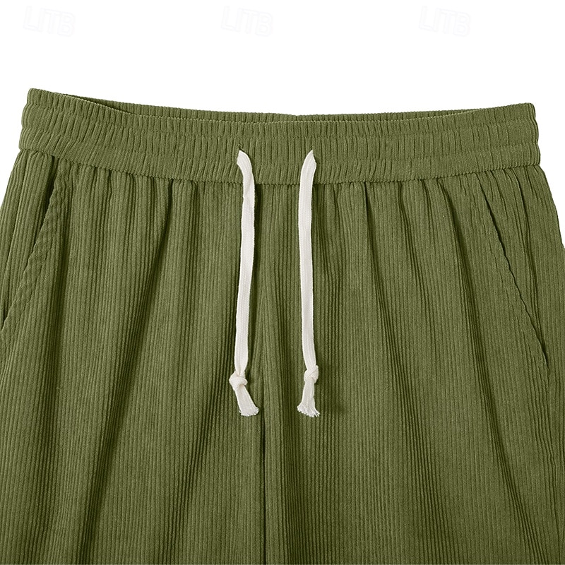 Homens Shorts de verão Shorts de praia Shorts casuais Shorts de veludo cotelê Com Cordão Cintura elástica Côr Sólida Conforto Respirável Comprimento do joelho Diário Ao ar livre Feriado Férias Moda de 2026 por $20.99 –P18