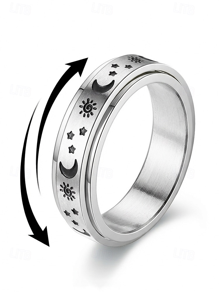 Anillo de acero inoxidable para hombre, disponible en varios colores, perfecto para vacaciones y uso diario informal. 2026 - $11.99 –P6