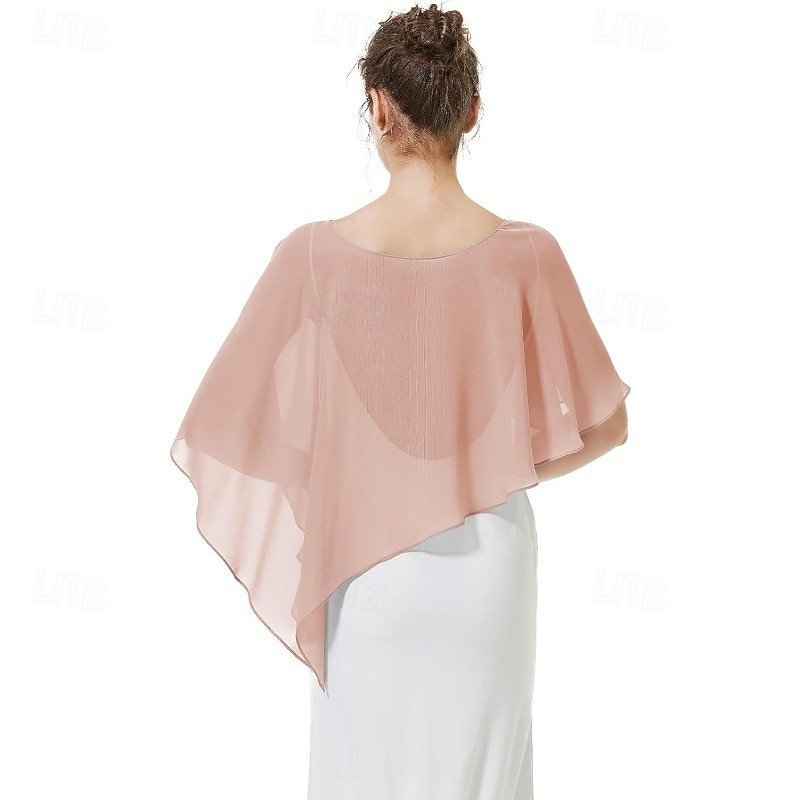 Bolero Chusty Mamy Chusty dla nowożeńców Chusty dla gości weselnych Peleryna Elegancja damska Styl formalny Bez rękawów Szyfon Chusty ślubne Z Czysty Kolor Na Codzienny Lato 2026 - $22.99 –P3