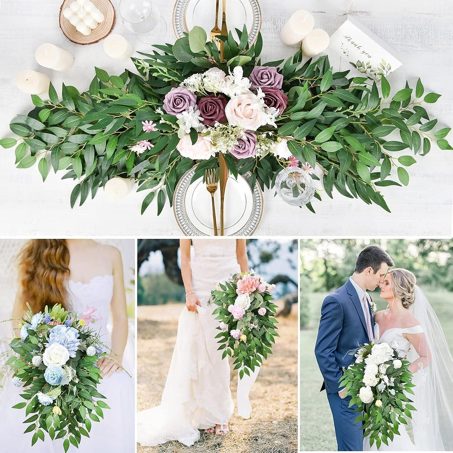 5 ks umělých stonků listů eukalyptu, svatební imitace jujube &banyánové listy, zeleň, větve, umělé rostliny ve stylu jarního lesa do bytové dekorace vázy 2026 - $20.99 –P10