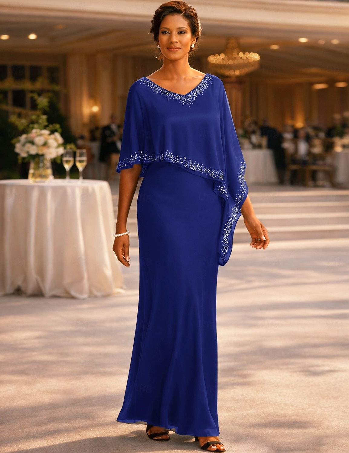 Sheath Column Floor Length Wedding Guest Dress Formal Dresses Evening Gown Mother of the Bride Dress Half Sleeve V Neck Elegant Wedding Guest Chiffon with Beading 2026 - $218.49 Sheath Column Floor Length Wedding Guest Dress Formal Dresses Evening Gown Mother of the Bride Dress Half Sleeve V Neck Elegant Wedding Guest Chiffon with Beading 2026 - $218.49