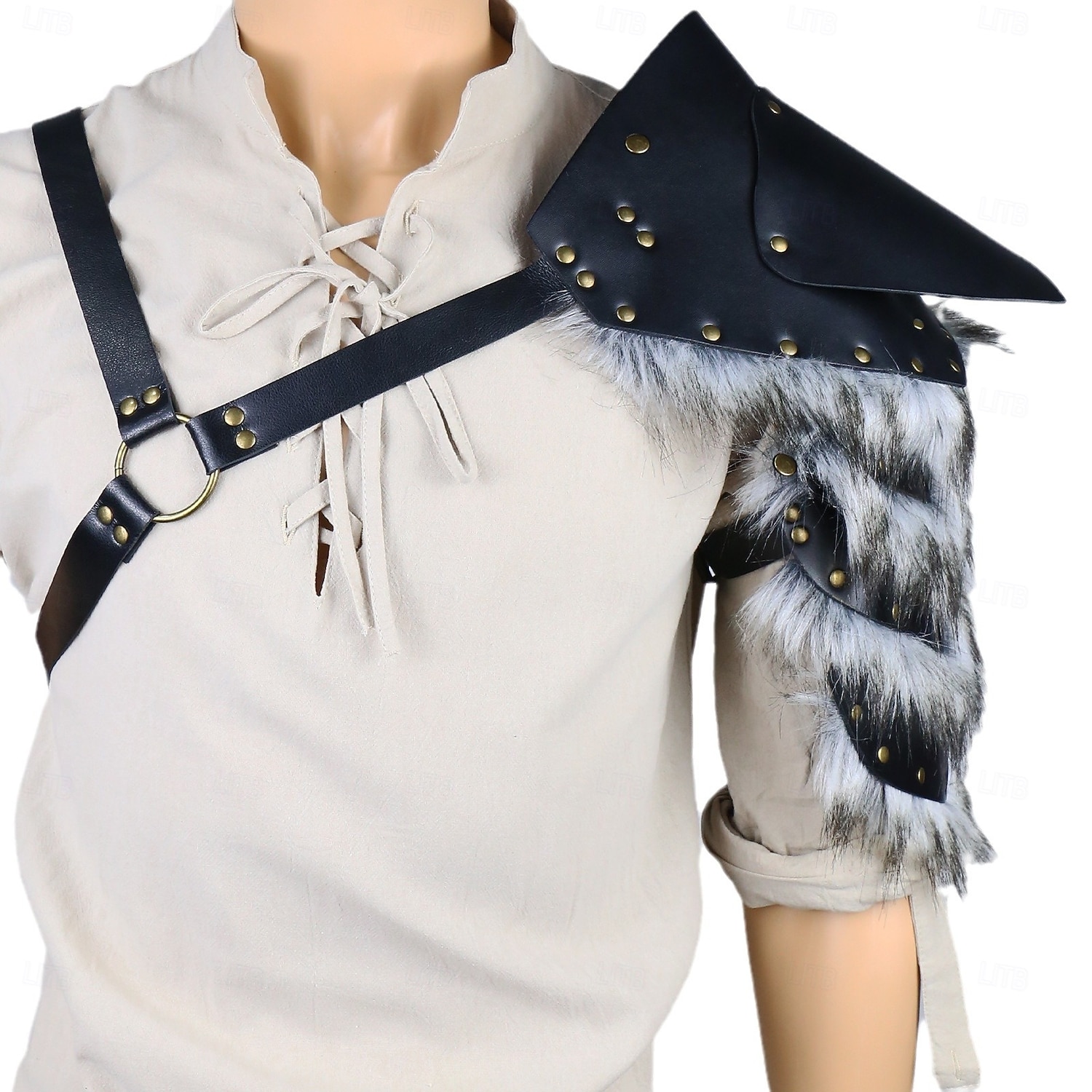 Medieval Renacimiento Armas y Armaduras Hombreras Disfraz de piel sintética Guerrero Vikingo Bárbaro Disfraz Hombre Vikingo Víspera de Todos los Santos Carnaval Rendimiento LARP Feria Ren Adulto 2026 - $24.99 –P7