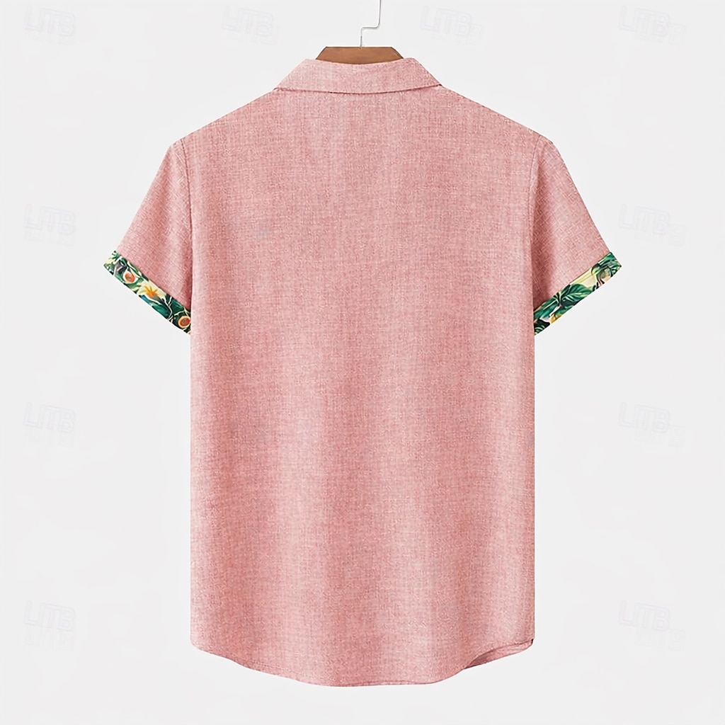 Per uomo Camicia Camicia di lino Camicia Estiva Camicia da Spiaggia Camicia con Bottoni Piante Ferie Abbigliamento quotidiano Blu Rosa Verde Cachi Manica Corta Collo ripiegato Estate Abbigliamento del 2026 a $26.99 –P6