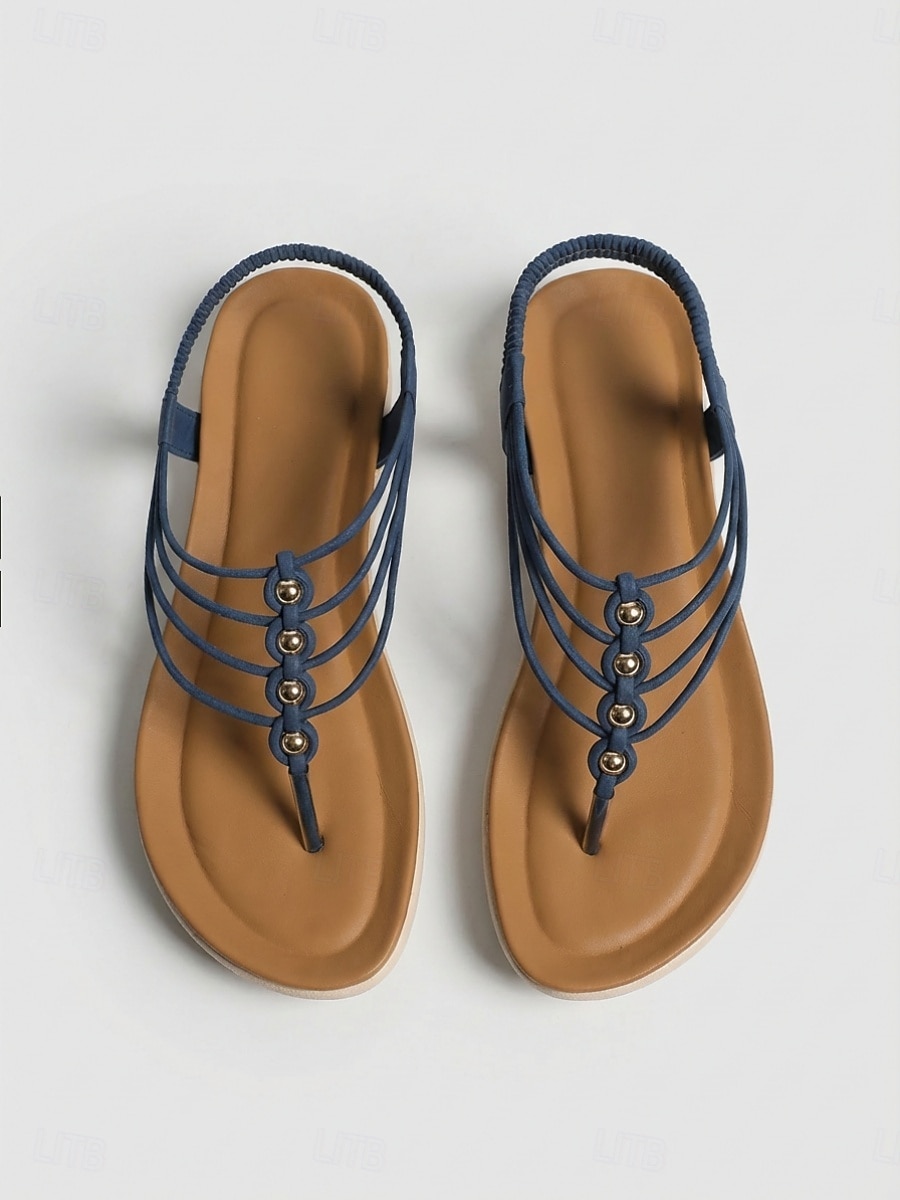 Sandálias femininas de dedo com tiras e palmilha acolchoada, sandálias rasteiras com tira elástica no calcanhar, estilo casual e confortável para o verão, ideais para caminhadas, férias, praia e de 2026 por $11.99 –P1
