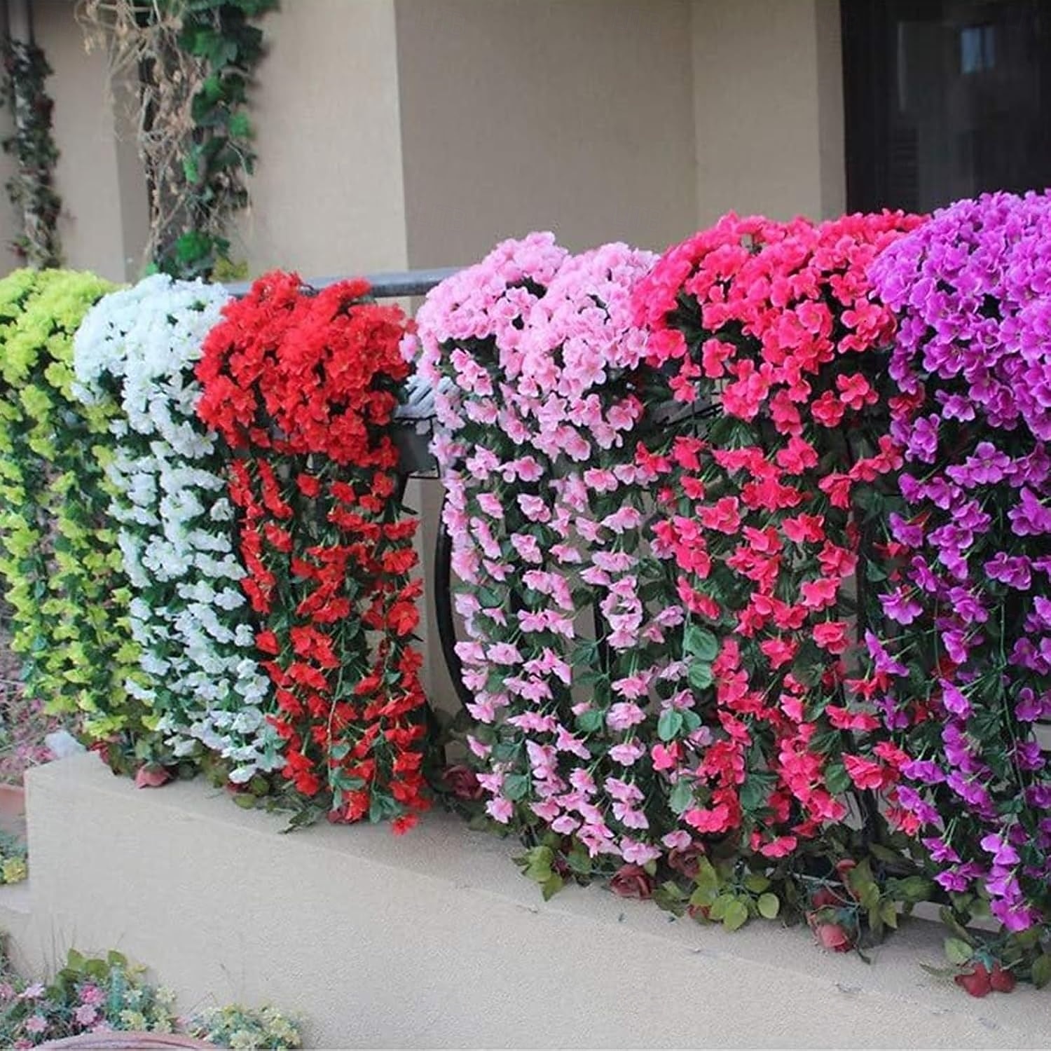 2 stuks levendige kunstmatige hangende orchideeën, nep viooltjesranken als wanddecoratie, plastic hangende bloemen voor binnen, woonkamer, tuin of balkon 2026 - $23.99 –P7