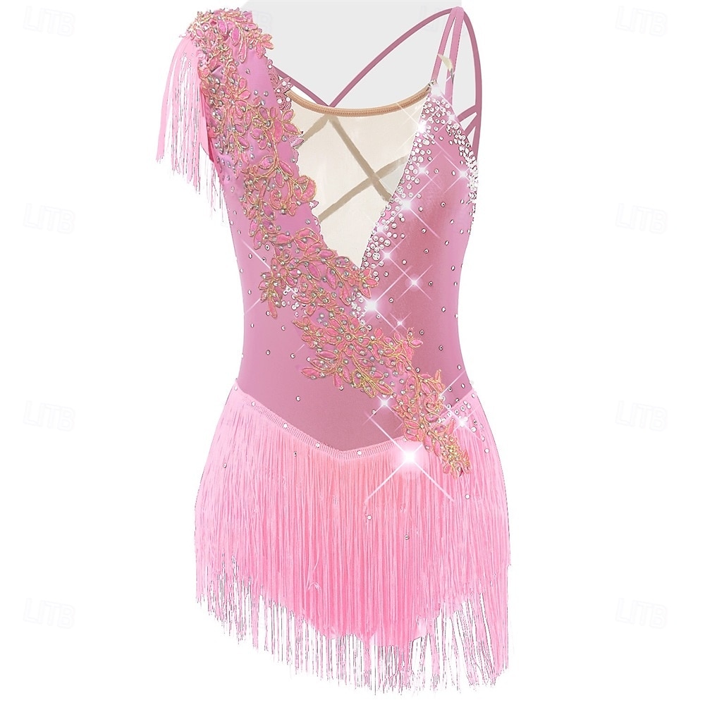 Vestido de patinaje artístico Chica Patinaje Sobre Hielo Vestidos Violeta Negro Blanco Retazos Espalda Abierta Elástico Entrenamiento Competición Ropa de Patinaje Clásico Cristal / Strass Sin Mangas 2026 - $179.99 –P6
