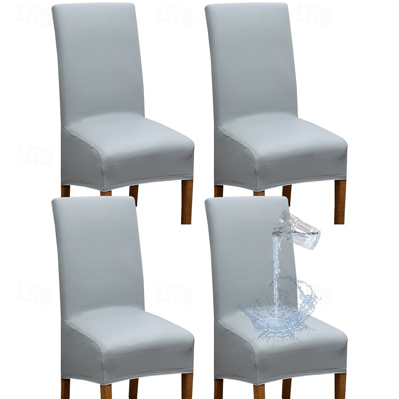 Conjunto de 4 capas 100% impermeáveis para cadeiras de jantar, pretas, elásticas, em couro PU, com elástico para proteger o assento de cadeiras de encosto alto, ideais para sala de jantar e de 2026 por $53.99 –P3