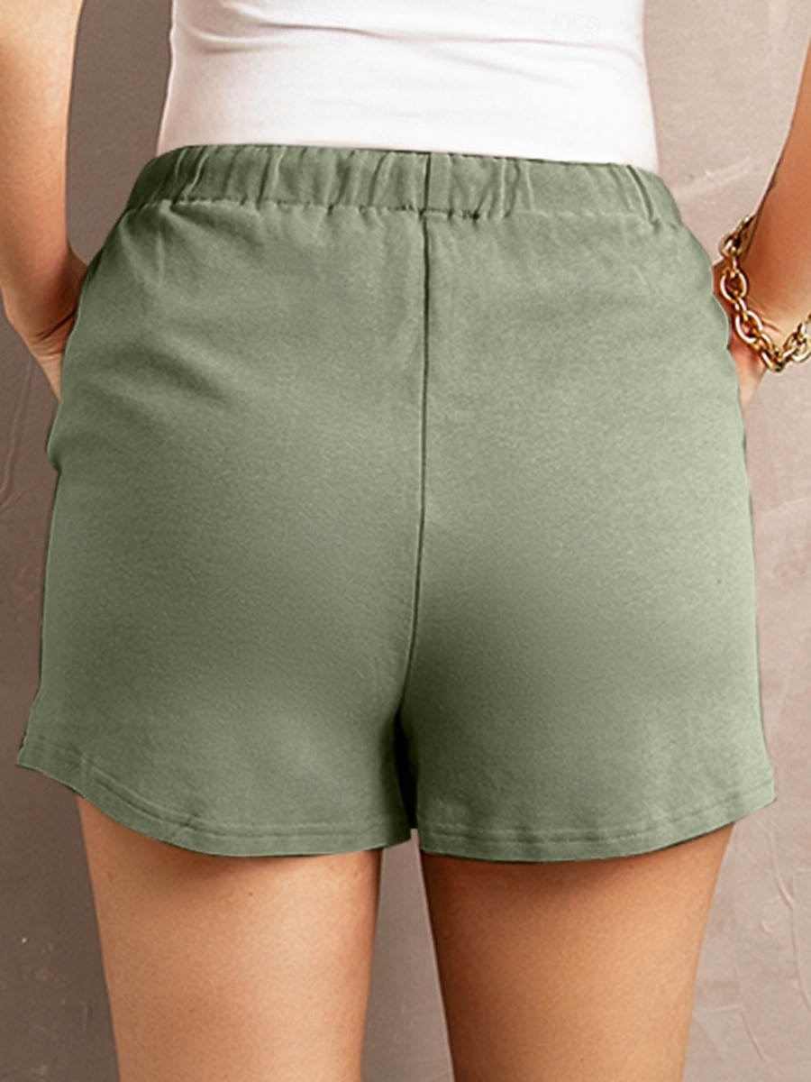 Pentru femei Pantaloni Scurți Pantaloni scurți de vară Modă Șic Stradă De Bază Scurt Talie Înaltă Simplu Cordon Buzunar Talie elastică Respirabilitate Comfortabil Inelastic Zilnic Vacanță Stradă 2026 - $11.99 –P11