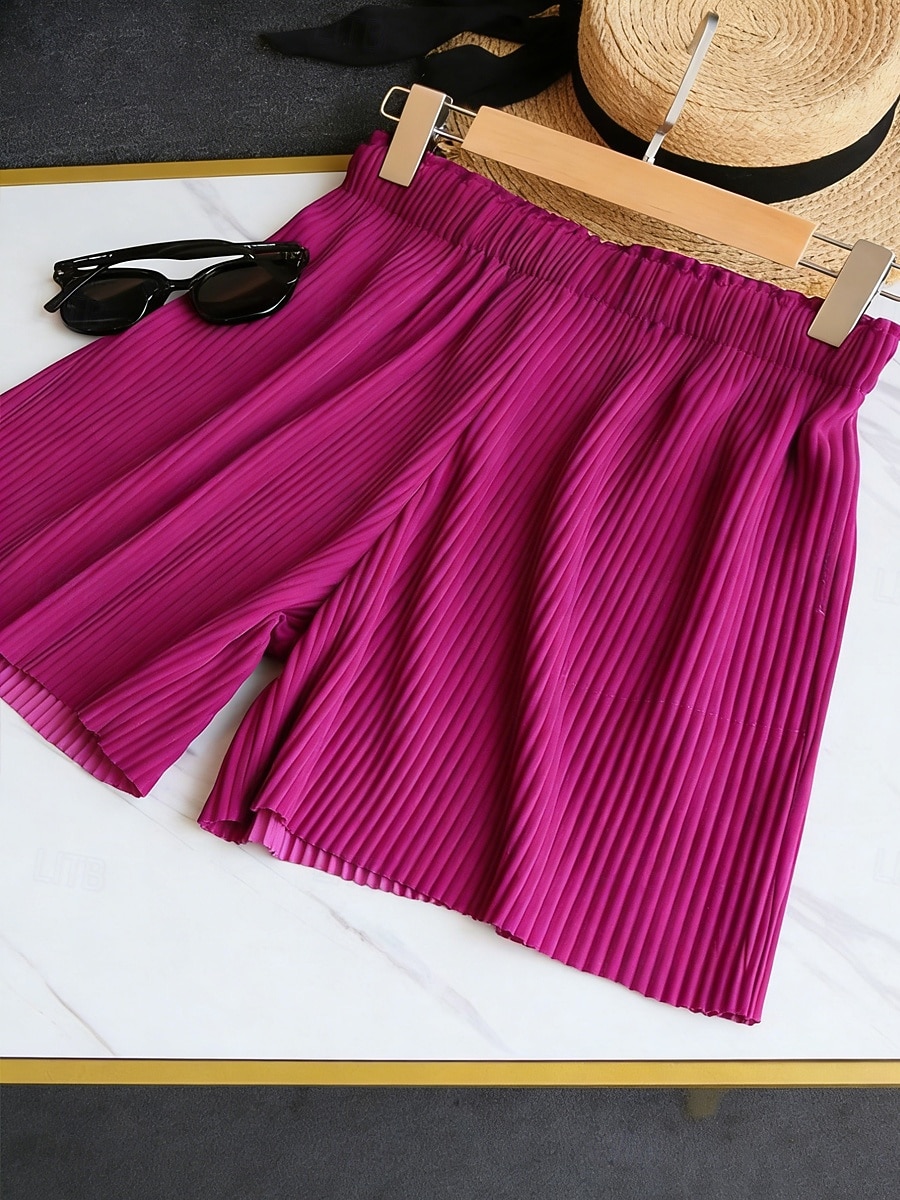 Γυναικεία Σορτς των Βερμούδων Σορτσάκια Καλοκαιρινό σορτς Σορτς παραλίας Διακοπές Μοντέρνα Κομψό στυλ street σύντομο Ψηλή Μέση Σκέτο Κορδόνι Τσέπη Ελαστική μέση Ικανότητα να αναπνέει Άνετο 2026 - $24.99 –P9